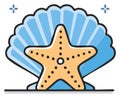 Stylized Starfish and Seashell Illustration with Sparkling Details Royalty Free Stock Photo