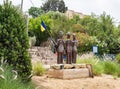 Stylized statue depicting three musician angels made by a local artist in the famous artists village Ein Hod near Haifa in