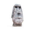 Stylized stone figurine in the form of a head with a face on a black background. 3d rendering