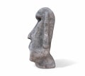 Stylized stone figurine in the form of a head with a face on a black background. 3d rendering