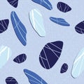 Stylized stones in cool shades of blue. Sophisticated, classic print with organic texture background.
