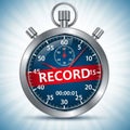 A stylized stopwatch depicted with a metallic silver casing and a blue face Royalty Free Stock Photo