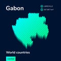 Stylized striped vector isometric 3d map of Gabon.