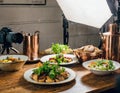 Stylized studio food photography that captures the essence of a busy kitchen.