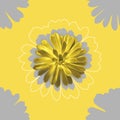 Stylized succulent in gray and yellow shades. Seamless pattern with decorative elements