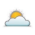 Stylized Sun and Cloud Graphic Weather Icon for Forecast Design with Rays and Shadows Royalty Free Stock Photo