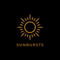 Stylized sun logo featuring an orange circle surrounded by alternating long and short pointed rays. Royalty Free Stock Photo