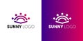 Stylized sun logo flat style. Round warm abstract form. Vector design element of the summer heat. Solar icon