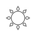 Stylized sun logo. Line icon of sun, flower. Isolated black outline logo on white background. Royalty Free Stock Photo