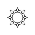 Stylized sun logo. Line icon of sun, flower. Isolated black outline logo on white background. Royalty Free Stock Photo