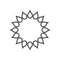 Stylized sun logo. Line icon of sun, flower. Isolated black outline logo on white background. Royalty Free Stock Photo