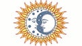 Stylized Sun and Moon Face Icon, Celestial Harmony, vector design Generative AI Royalty Free Stock Photo
