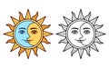 Stylized sun and moon Royalty Free Stock Photo