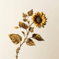 Stylized Sunflower Branch: Minimalistic Decorative Tabletop Sculpture
