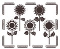 Stylized sunflower flowers. Files for cutting and sublimation