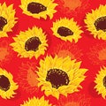 Stylized sunflowers and orange flowers