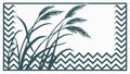 Stylized Tall Reeds and Grass within a Decorative Rectangular Frame Boundary, vector design Generative AI Royalty Free Stock Photo