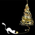 Stylized tangle christmas tree with a cat