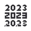2023 stylized text set. New year number minimalistic pixel brutalism design template. Simple bauhaus Christmas logo decor for