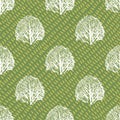 Stylized textured ink tree on drop background. Vector illustration in a seamless repeat pattern background Royalty Free Stock Photo
