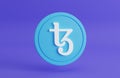 stylized tezos coin on a gradient background