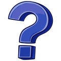 Stylized three-dimensional blue question mark icon for query and support concepts Royalty Free Stock Photo