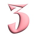 stylized three-dimensional pink numbers from 0 to 9, clipart