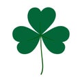 Stylized three leaf clover leaf in trendy green shades. Design element for St. Patrick greetings