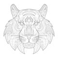 Stylized tiger line art portrait