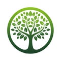 Stylized Tree in Circle Logo Design Green Gradient Nature Illustration Vector Art Royalty Free Stock Photo