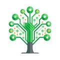 Stylized tree with circuit board design representing technology, growth, and innovation in a digital era Royalty Free Stock Photo