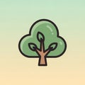 Of a stylized tree featuring a simple thick brown trunk and three Royalty Free Stock Photo