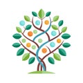 Stylized tree illustration with circular accents representing growth and genetic connections Royalty Free Stock Photo