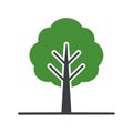 Stylized tree illustration with green leaves, trunk, and stylized branches for nature concepts Royalty Free Stock Photo