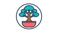 Stylized Tree Illustration with Pot Royalty Free Stock Photo