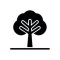 Stylized Tree Illustration Solid Black Silhouette on White Background Element Royalty Free Stock Photo