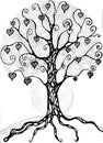 Hearts magic tree love illustration, no colour