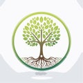 Stylized Tree of Life Logo with Roots Royalty Free Stock Photo