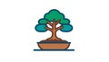 Stylized Tree in a Pot Illustration Royalty Free Stock Photo