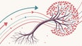 Stylized tree with roots becoming arrows, growth and direction vector design Generative AI Royalty Free Stock Photo