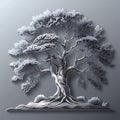 Stylized Tree with Shadow Effect on Gray Background Royalty Free Stock Photo