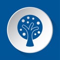 Stylized tree - simple blue icon on white button Royalty Free Stock Photo