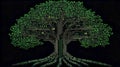 A stylized tree, where the trunk and branches are made in the form of electronic circuits and circuit boards Royalty Free Stock Photo
