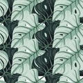 Stylized tropical pattern, palm leaves floral background. Abstract exotic plant seamless pattern. Botanical leaf wallpaper Royalty Free Stock Photo