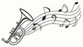 Stylized Trumpet with Dynamic Music Notes, Classic Melody, vector design Generative AI Royalty Free Stock Photo