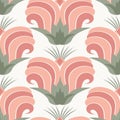 Stylized tulip flower seamless vector pattern background. Vintage baroque flowers backdrop. Elegant art geometric