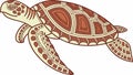 Stylized Turtle with Intricate Shell Pattern, Marine Art, vector design Generative AI Royalty Free Stock Photo
