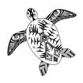 Stylized turtle, ornamented in African or Australian-style