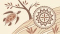 Stylized Turtle and Sun Tribal Pattern Design, vector design Generative AI Royalty Free Stock Photo