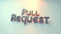 Stylized typography of the phrase Pull Request on a simple background
